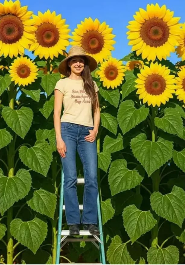 Skyscraper Sunflower Seeds for Planting – 100+ Heirloom Seeds – Grows 15–20 ft Tall with Giant Blooms – Non-GMO, Open-Pollinated, USA Grown