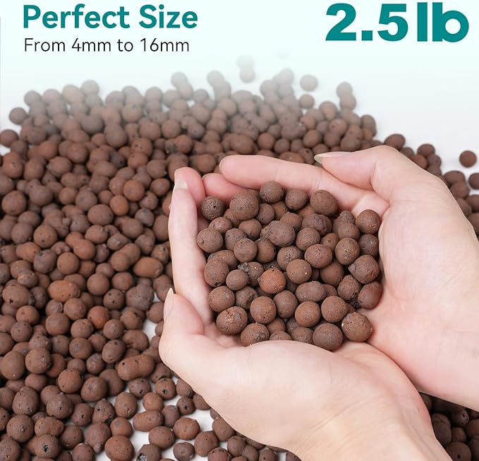 2.5 lbs LECA Clay Pebbles for Plants, 4-16mm Lightweight Clay Balls for Plants Drainage, Hydroponic Growing, Aquaponics, Orchid Potting Mix, Natural LECA Balls for Soil Root Development