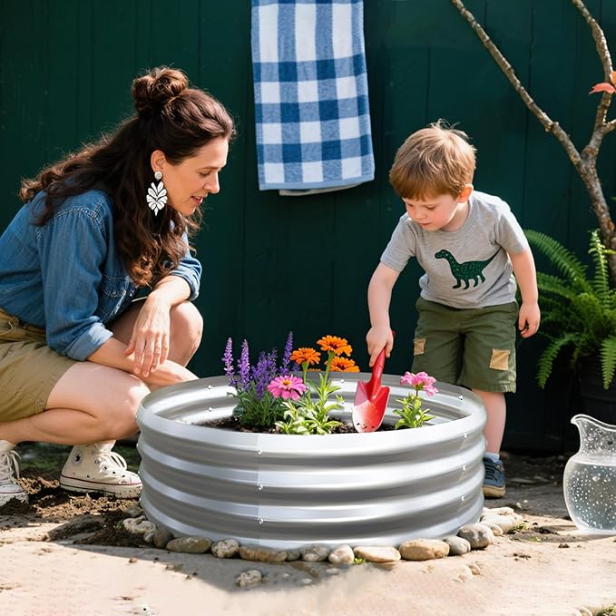 Galvanized Garden Bed Kit for Vegetables/Herbs/Flowers, Raised Planter Box, Outdoor, 2 Pack 2x2x1 Ft