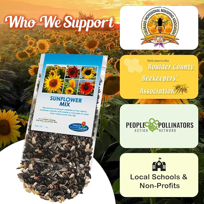 Sunflower Wildflower Seeds Mix - 1oz, Open-Pollinated Wildflower Seed Mix Packets, Non-GMO, No Fillers, Annual Sunflower Seeds, Summer Planting - 1 oz