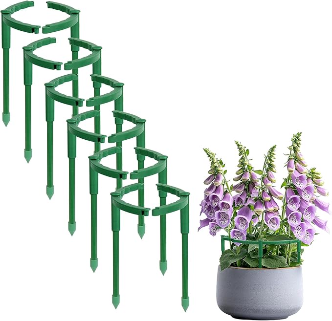 12 Pack Plant Support Stakes, 6.3 x 5.9 Inch Plastic Plant Cage Holders, Half Round Plants Support, Garden Flower Stakes for Indoor Outdoor Climbing Plants Vegetable Flower Pot