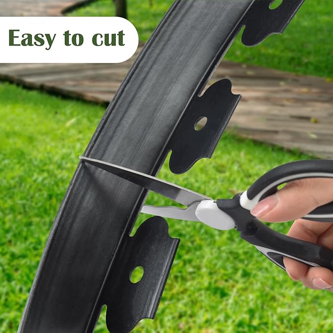 2 Pcs Garden Edging, 60ft Black Landscape Edging, 54 Spikes for Lawn 2 Inch Tall （60Ft Total）
