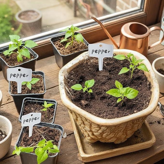 50pcs Plastic Plant T-Type Labels Garden Stake Markers Waterproof Plant Tags for Outdoor (White)
