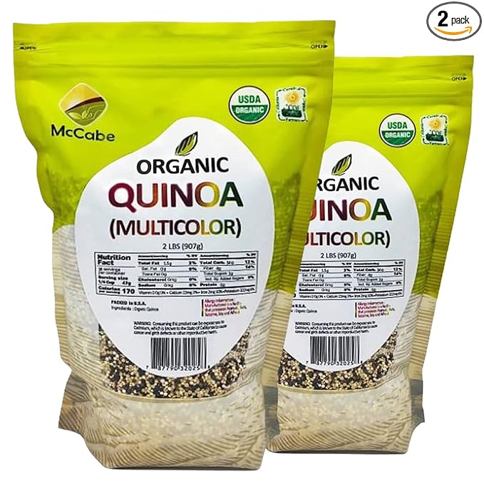 McCabe Organic Multicolor Quinoa - Multicolor Quinoa Organic | Rich with Fiber & Minerals | USDA and CCOF Certified | Packed in USA | 2Lbs (Pack of 2)
