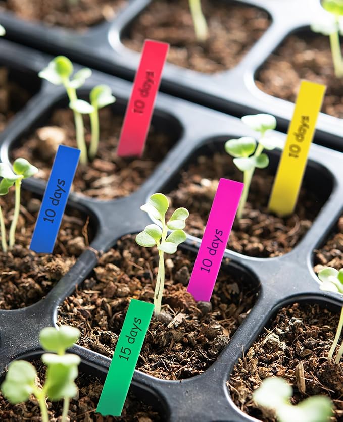 Homenote 200 Pcs 4" Plastic Plant Labels Waterproof Plant Tags for Seedling, Vegetable Gardening Tags with Permanet Marking Pen, Multicolor