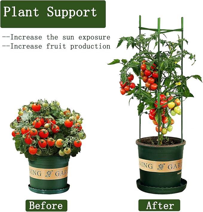 4 Pack Tomato Cage Plant Support Assembled -48inch Vegetable Trellis,Assembled Multi-Functional Garden Trellis Garden Trellis for Climbing Vegetables,Climbing Plants, Vegetables, Flowers, Fruits, Vine