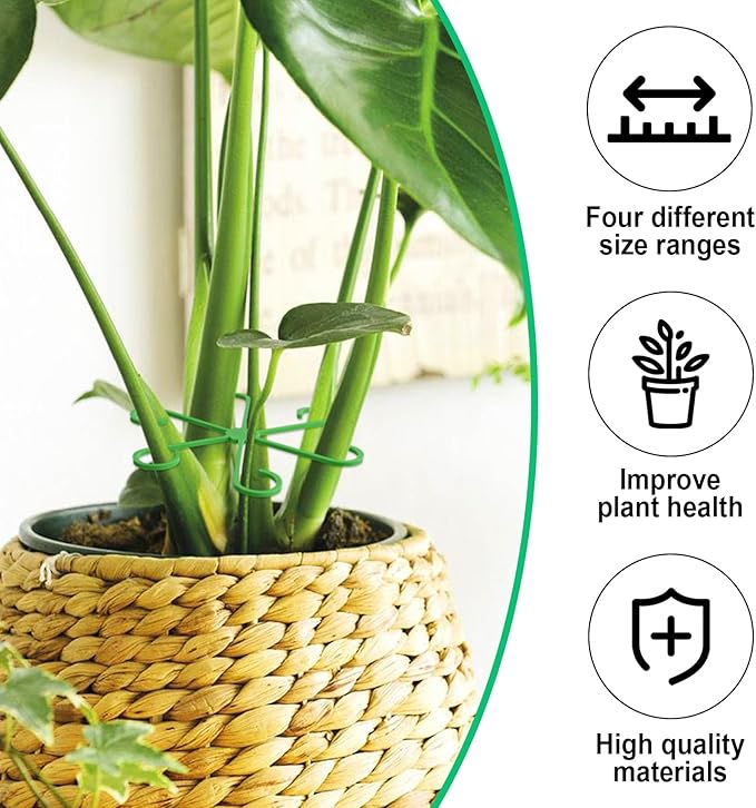 8pcs Climbing Houseplant Supports, 4 Sizes Plastic Plant Holders Reusable Flower Growth Stakes Trellis Stem Growth Accessories for Garden