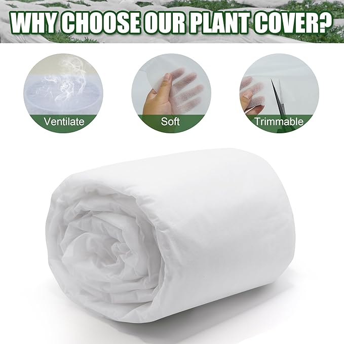Plant Covers Freeze Protection, 10x33FT 0.9oz/yd² Winter Floating Row Covers, Frost Cloth Blanket Shade Cloth Garden Fabric Plant Cover for Raised Beds Vegetables Insect Winter Frost