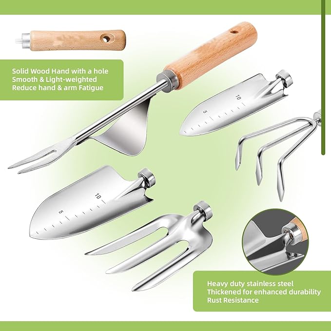 2026 Upgrade 11-Piece Gardening Tools for Women with Gardening Knee Pads and Repotting Mat, Heavy Duty Stainless Steel Gardening Hand Tools, Durable Garden Supplies Kit, Ideal Gifts for Men Gardeners