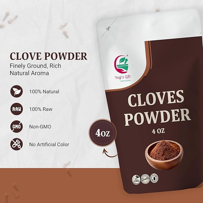 Clove Powder 4 oz – Ground Cloves Spice for Cooking, Baking & Tea – 100% Pure and Natural Cloves Powder – Finely Ground Clove for Rich Aroma & Flavor – By Yogi’s Gift®
