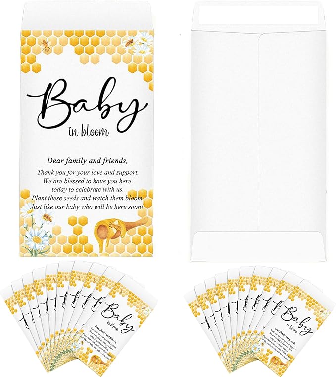 100Pcs Baby in Bloom Seed Packet Wildflower Baby Shower Self Adhesive Envelopes, Small Paper Coin Envelopes Items Stamps Storage Packets for Flower Vegetable Seeds Garden Wedding Gift(Yellow*100PCS)