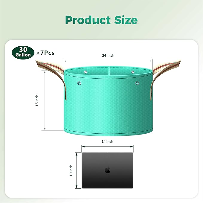 SPONDWILD 7 Pcs 30 Gallon Potato Grow Bag, PE Garden pots Plant Grow Bag with Branch-Binding Holes and Drain holefor for Vegetables, Strawberries, Flowers