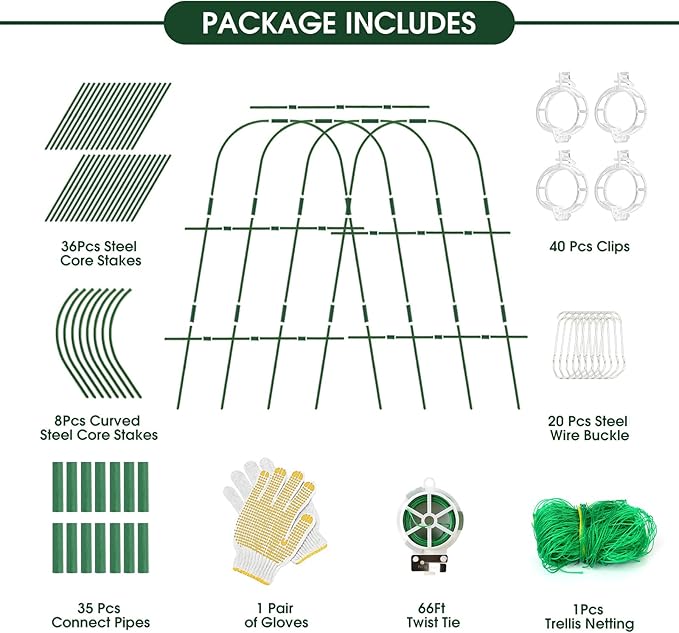 65"×48" Cucumber Trellis for Raised Bed, U-Shape Garden Trellis for Climbing Plants Outdoor, Metal Arch Vegetables Trellis, Detachable Cucumber Plant Support for Tomato,Squash