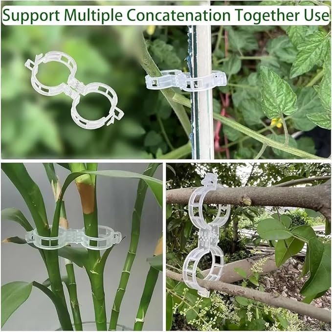50PCS Plant Support Clips Reusable Tomato Clips Plastic Trellis Clips Garden Clips Secured Plastic Plant Clip for Climbing Plants Tomato Grape Vine Vegetables Plant Fixing Clips, 1.18" Inner Diameter