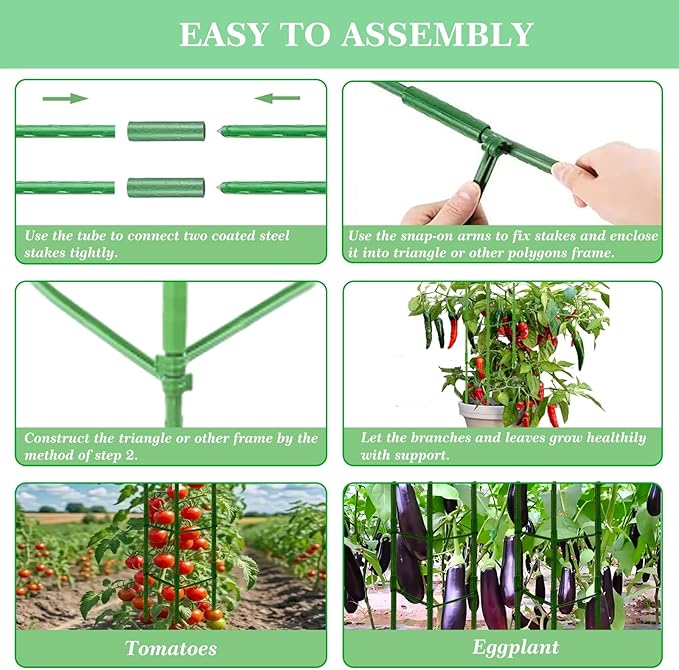 Moirsunt 4 Pack Tomato Cage for Garden- Plant Support Stakes Up to 63inch Garden Stakes Tomato Cage, Tomato Trellis for Potted Plants Climbing Vegetables Plants Flowers