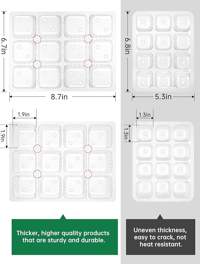 RODINTO 4 Packs Medium Seed Starter Tray, Adjustable Brightness and Timer, Upgraded 24 Full Spectrum LEDs, Seed Starter Kit with Drainage Holes, Tools and Labels for Indoor Plant Growing