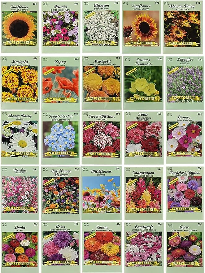 25 Slightly Assorted Flower Seeds! – Great for Bees, Birds, and Butterflies! – Includes 10+ Varieties of USA Grown & Non-GMO Seeds! – May Include Forget-Me-Nots, Marigolds, Wildflowers, and More