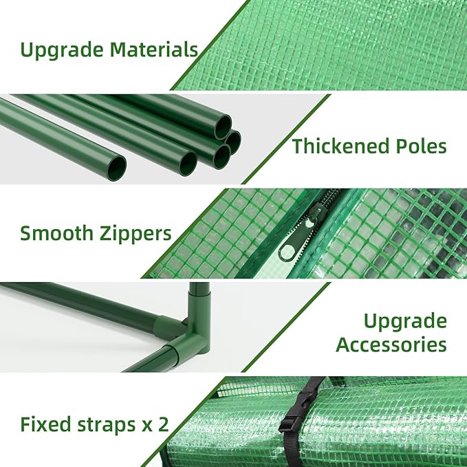 Superlele Walk-in Greenhouse for Outdoor, 56x29x77 Inch Portable Garden Green House with 6 Tiers (3 Tiers Each Side), Reinforced Green PE Mesh Cover, 4 Ground Stakes for Stability, Zippered Door
