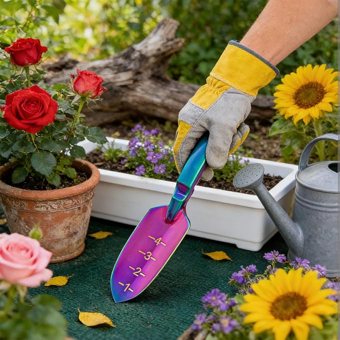 Garden Shovel - Gardening Hand Tool, Heavy Duty Garden Trowel, High Strength Alloy Steel for Soil Digging Planting Weeding, Solid Metal Handle, Colorful