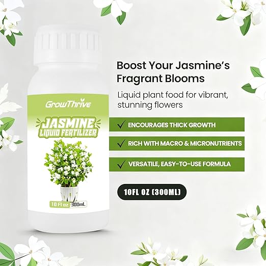 Jasmine Liquid Plant Food 10 oz – Organic Probiotic Liquid Fertilizer for Jasmine Plants, Natural Flower Food Concentrate – Promotes Growth, Green Leaves & White Blooms