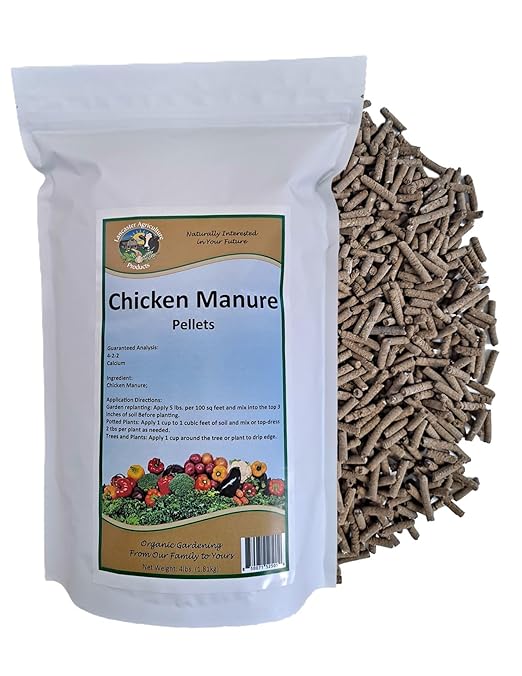 Chicken Manure Pellets 4 Pounds - Nutrient-Rich, Slow-Release Fertilizer with Nitrogen, Phosphorus & Potassium for Healthy Plant Growth and Soil Improvement - Lancaster Agriculture Products