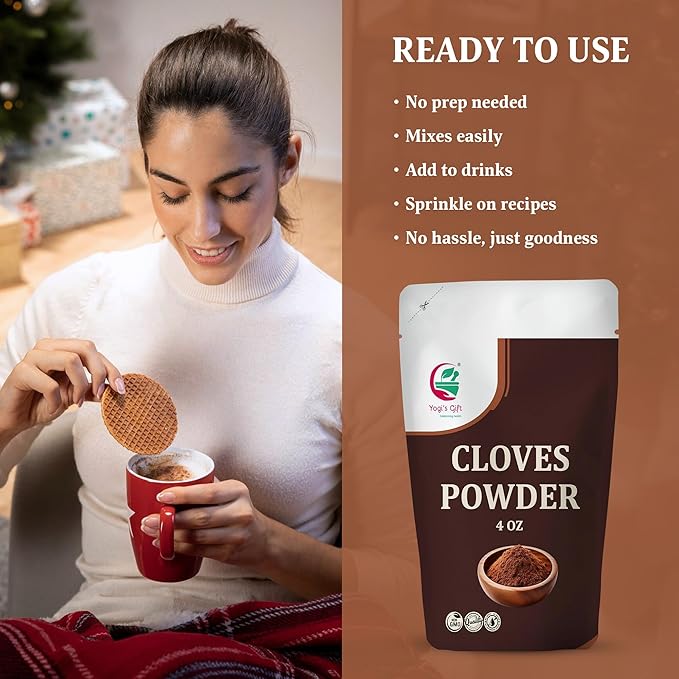 Clove Powder 4 oz – Ground Cloves Spice for Cooking, Baking & Tea – 100% Pure and Natural Cloves Powder – Finely Ground Clove for Rich Aroma & Flavor – By Yogi’s Gift®