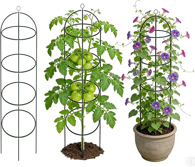 Garden Obelisk Trellis for Climbing Plants 5.7/4.5FT Heavy Duty Metal & Rustproof Plant Climbing Support for Garden Indoor Outdoor Potted Plant Flowers Fruits Vegetable Vines (4.5FT / 2Pack)