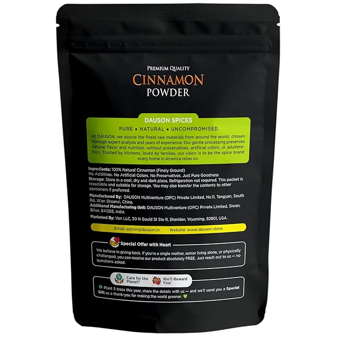 Cinnamon Powder – 100% Pure & Natural | 3.53 Oz Finely Ground Cinnamon | No Additives or Fillers | Aromatic, Earthy Flavor for Cooking | 25g Sample Available | Kitchen Essential for Global Cuisine