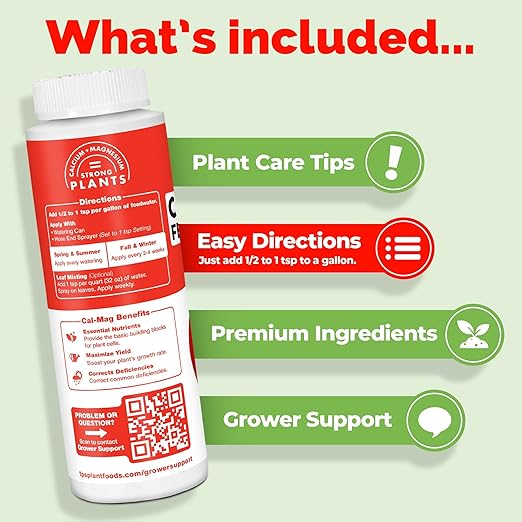 Cal-Mag for Plants Plus Iron and Micros, Calcium and Magnesium, Prevent Common Deficiencies, 2-0-0 CalMag Liquid Plant Fertilizer, 1 Gallon