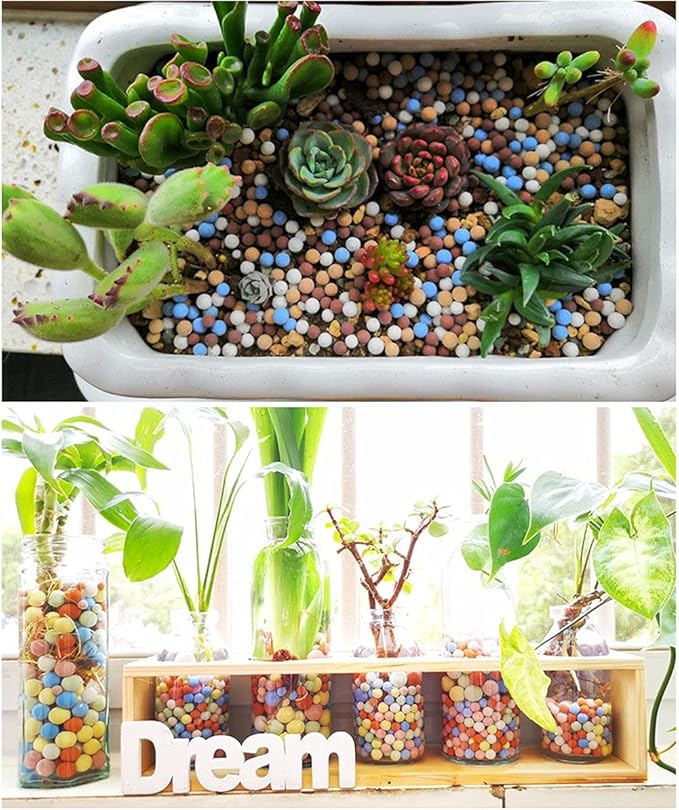 Garden Soil,Clay Pebbles Gardening Ceramsite Orchid Rocks Drainage Water Purification Ceramsite Decor Cultivation Soil Stone Horticultural Grade for Soil Hydroponics Aquaponics,2LBS