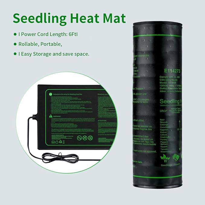 Upgrade Version 2PK Seedling Heat Mat with ETL Listed,Warm Hydroponic Heating Pad for Seed Starting,Indoor Gardening,Brewing and Greenhouses,Durable Waterproof Black Plant Heat Mat
