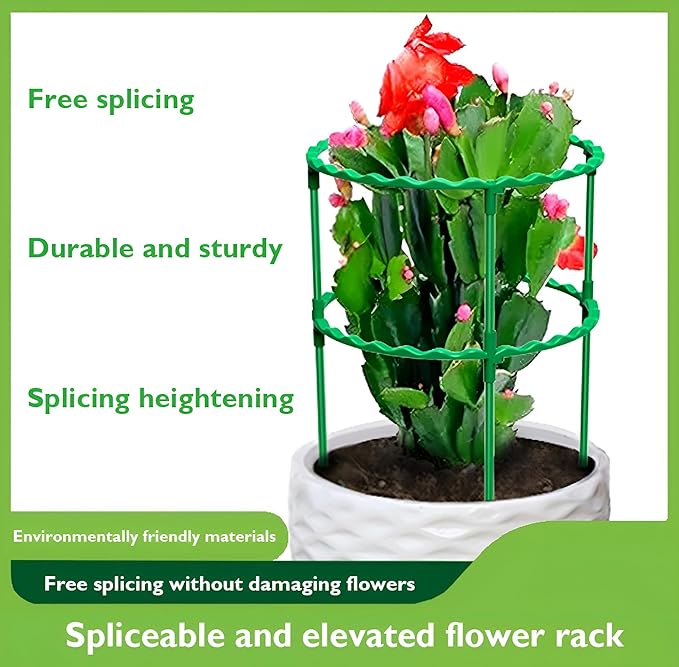 2 Set Plant Support,3 Layer Round Plant Support Stakes Ring Plastic Plant Cage Holder Flower Pot Climbing Trellis for Tomatoes,Rose, Potted Plants,Clivia, Succulents,(8.7" W x 21.7" H)