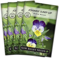 Sow Right Seeds - Violet, Johnny Jump-Up Flower Seed for Planting - Beautiful Flowers to Plant in Your Garden - Non-GMO Heirloom Seeds - Perfect for Spring Containers - Attract Pollinators (4)