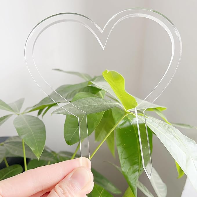 CHENRUI Heart Shape Super Clear Acrylic Indoor Plant Trellis, Hoya Trellis, Houseplant Trellis, Plant Gift, Plant Support and Growth (6'' x 6.5'')