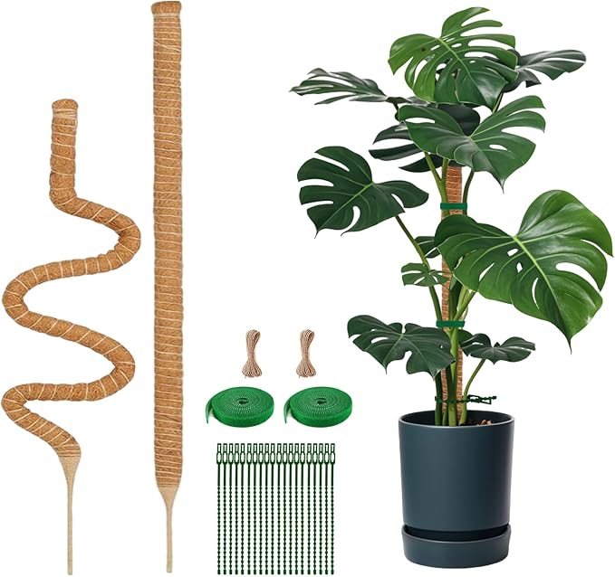 2 Pack 47.24 Inch Bendable Moss Pole for Monstera - 120cm Plant Support Moss Sticks Stakes for Climbing Indoor Plants, Pothos & Philodendron - Coir/Coco Plant Trellis for Potted Climbers & Houseplants