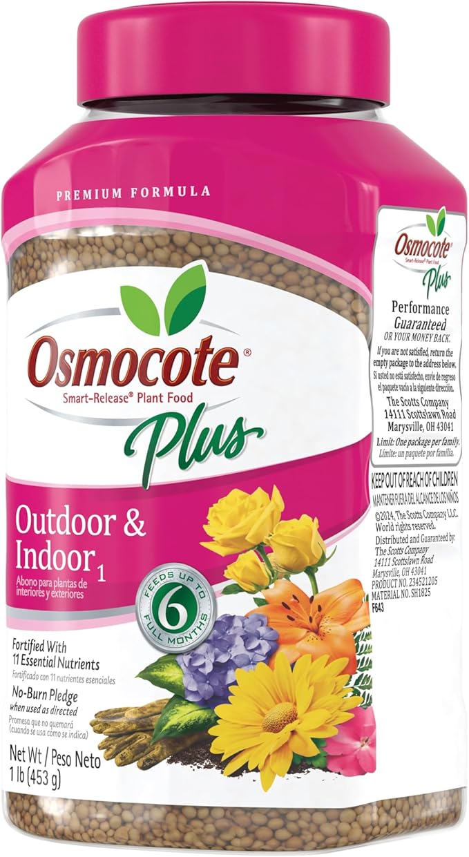 Osmocote Smart-Release Plant Food Plus Outdoor & Indoor - Granular, Continuous Release Plant Fertilizer with 11 Essential Nutrients, 1 lb.