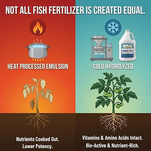 GS Plant Foods Liquid Fish Fertilizer - Organic Material Review Institute Listed (1 Gallon) – Natural Hydrolyzed Fish Fertilizer for Gardens, Lawns & Container Growing