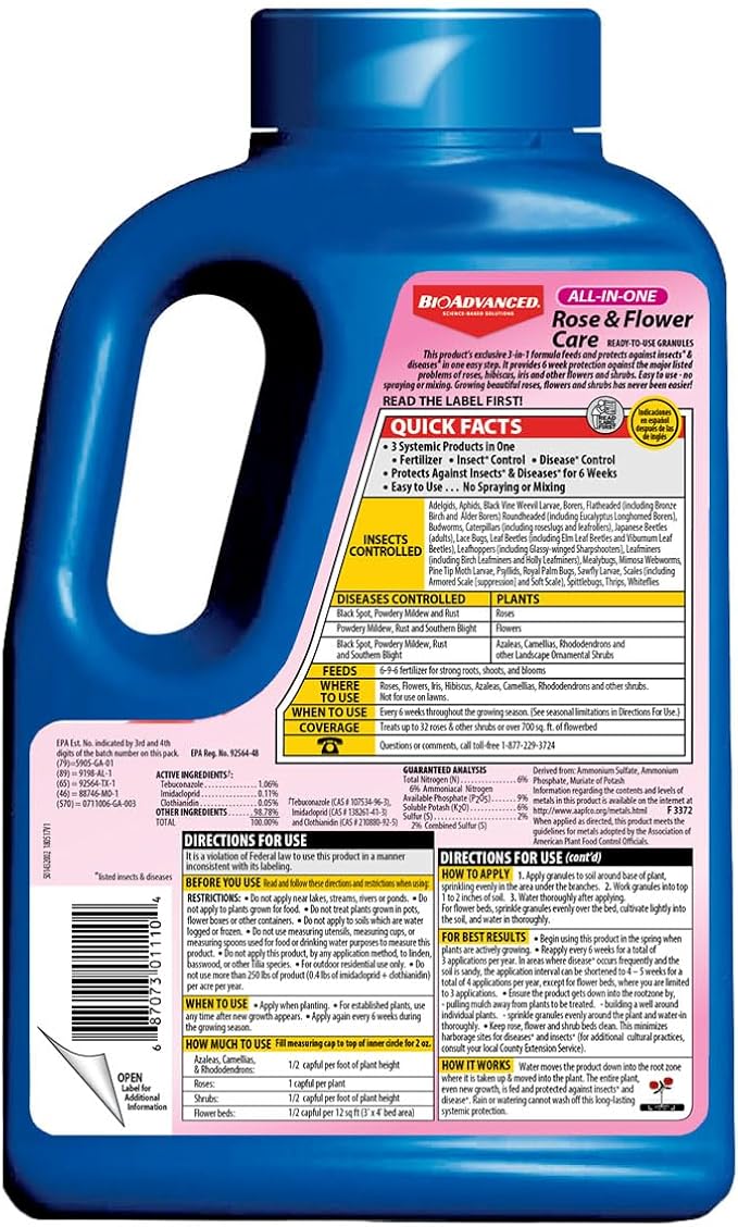 BioAdvanced All-In-One Rose and Flower Care Fertilizer, Granules, 4 lb