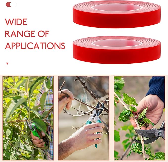 OUNONA Garden Tape for Plants Climbing and Branch Tying 2 Rolls of 150Ft X 0.5In Red Stretch Garden Tie Tape for Plant Support and Tree Marking