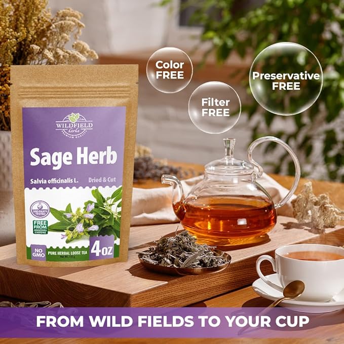 4 oz. Dried Sage Herb Herbs Tea (Salvia Officinalis) - 113g (4 oz) Herbal Tea Salvia Sage