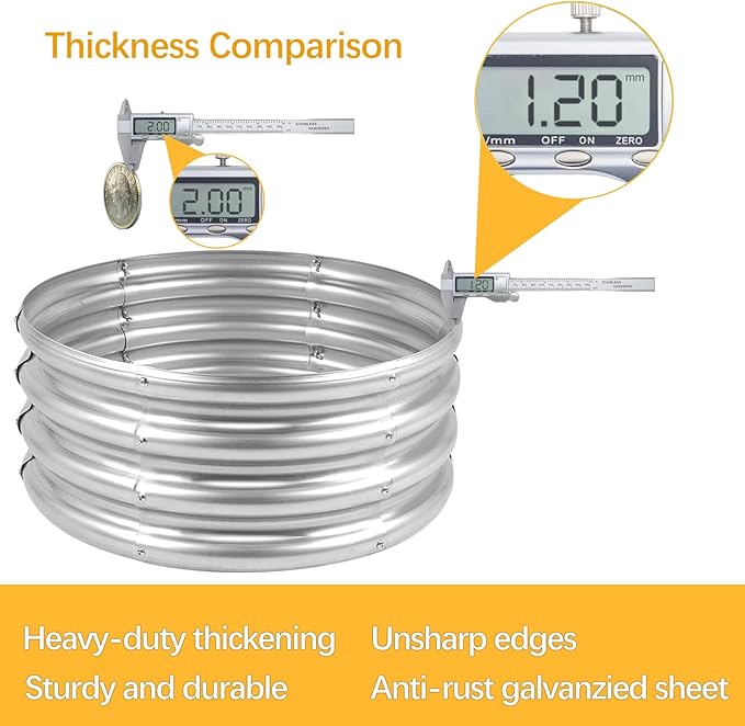 Galvanized Garden Bed Kit for Vegetables/Herbs/Flowers 4x4x1 Outdoor Raised Planter Box