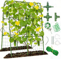 Garden Arch Trellis for Climbing Plants, PVC Support Frame with Netting, Outdoor Growing Structure for Vegetables, Vines, Flowers, Raised Bed Compatible (Green, 33 * 33 * 48inch (L*W*H))