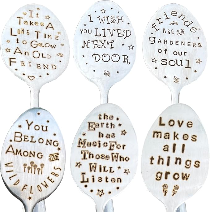 Garden Plant Marker Friendship Gift for Women Gardeners, Plant Stake Label Sign Tag Gardening Gifts for Woman Plant Lovers, Metal Garden Decoration (Grow an Old Friend)