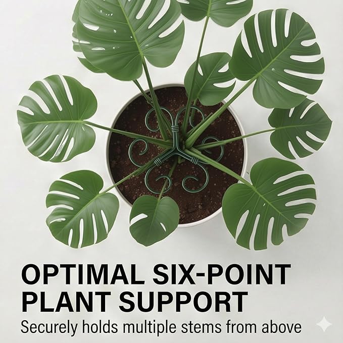 2Pack Green Iron Monstera Support,4.1 * 4.1IN Plant Support Stakes for Indoor Plants,Durable Green Metal Plant Stem Supports-Easy Installation.