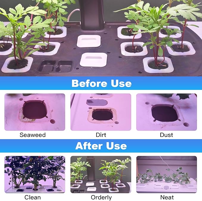 25 Pack Square Plant Spacer Kit for Hydroponic Growing System, Hydroponics Cover Lid Accessories for Indoor Garden Spacer Caps, Compatible with Idoo,QYO,LYKO and Most Square Grow Pods, White