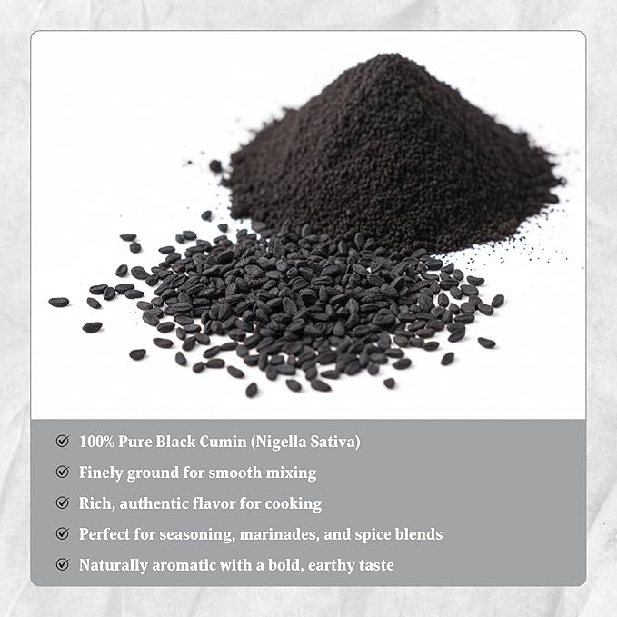 Yogi's Gift Black Cumin Seed Powder 8 oz, Ground Nigella Sativa, Kalonji, Comino Negro en Polvo for Cooking, Smoothies, and Natural Flavor Boost, Long-Lasting Aroma