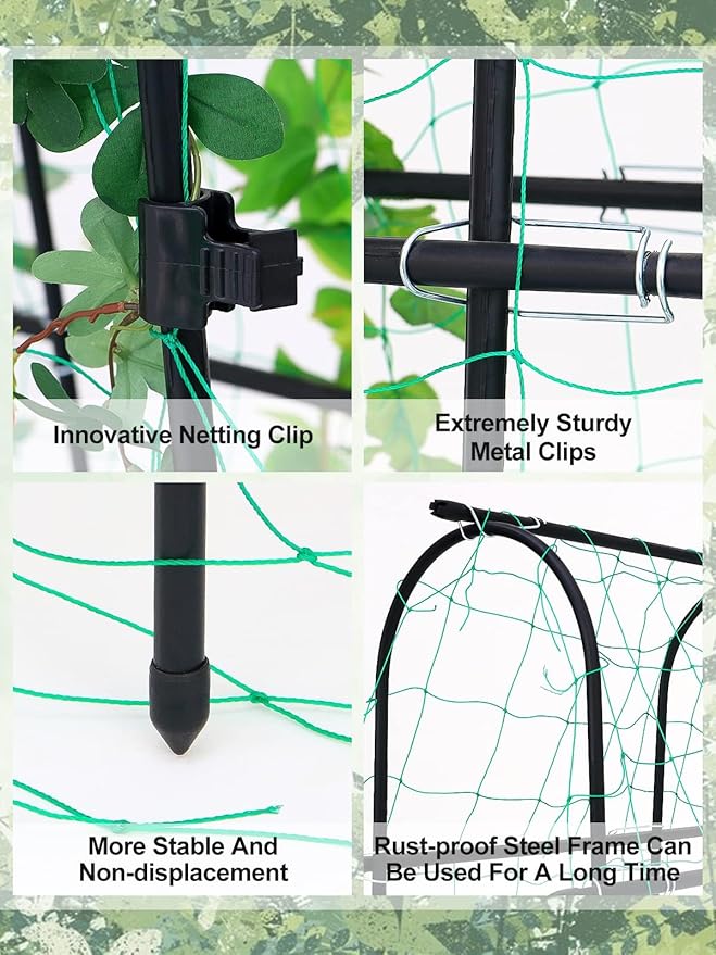 6×6 Feet Garden Trellis for Climbing Plant, Kalolary Large Garden Cucumber Trellis U-Frame Vegetable Beans Fruit Grow Trellises Rustproof Metal Plant Climbing Support for Indoor Outdoor Vine Stand