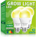 4 Pack LED Grow Light Bulbs A19 Bulb, Full Spectrum Plant Light Bulb, 9W E26 Grow Bulb Replace up to 80W, Grow Light for Indoor Plants, Flowers, Greenhouse, Indore Garden, Hydroponic