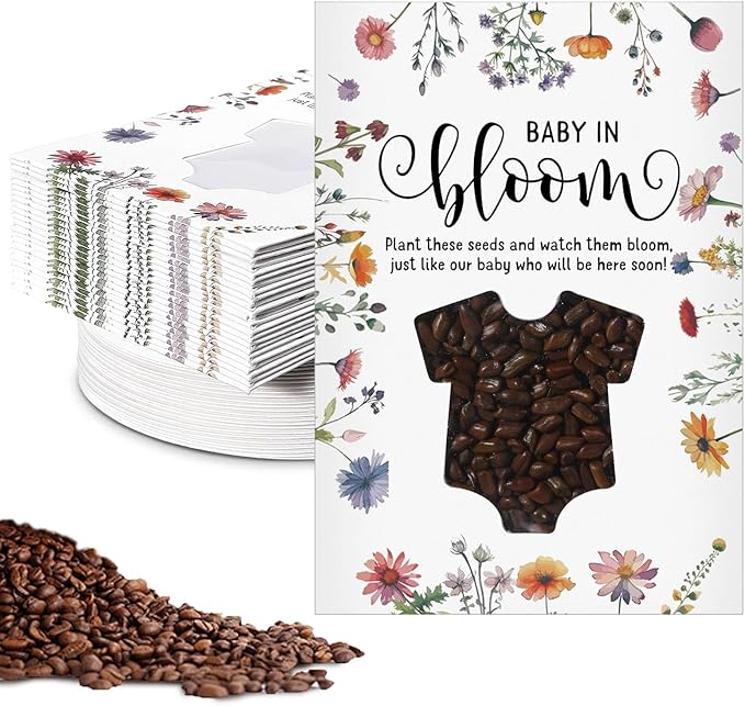 Fumete 50 Pack Clothes Style Baby in Bloom Baby Shower Favor for Guest Wildflower Seeds Packets Party Favor with Love Window Wildflower Seed Envelopes for Wedding Party Gender Reveal