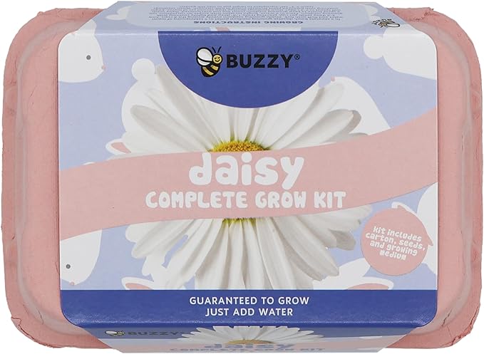 Buzzy Seeds Flower Starter Kit | 2-Pack Eco-Friendly Colorful Egg Cartons | Sunflower & Daisy Seeds | Indoor Flower Grow Kit | Gardening Gift | Ideal for Easter or Mother's Day Gifting